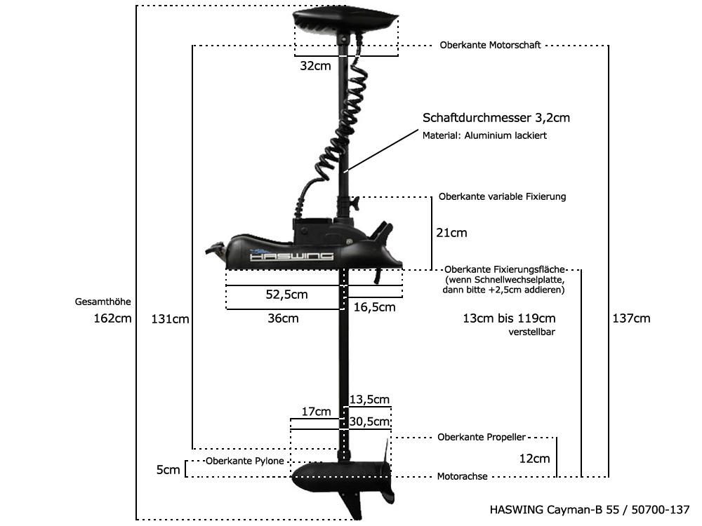 Haswing Cayman-B 55 / 660W 12V / 137cm Shaft